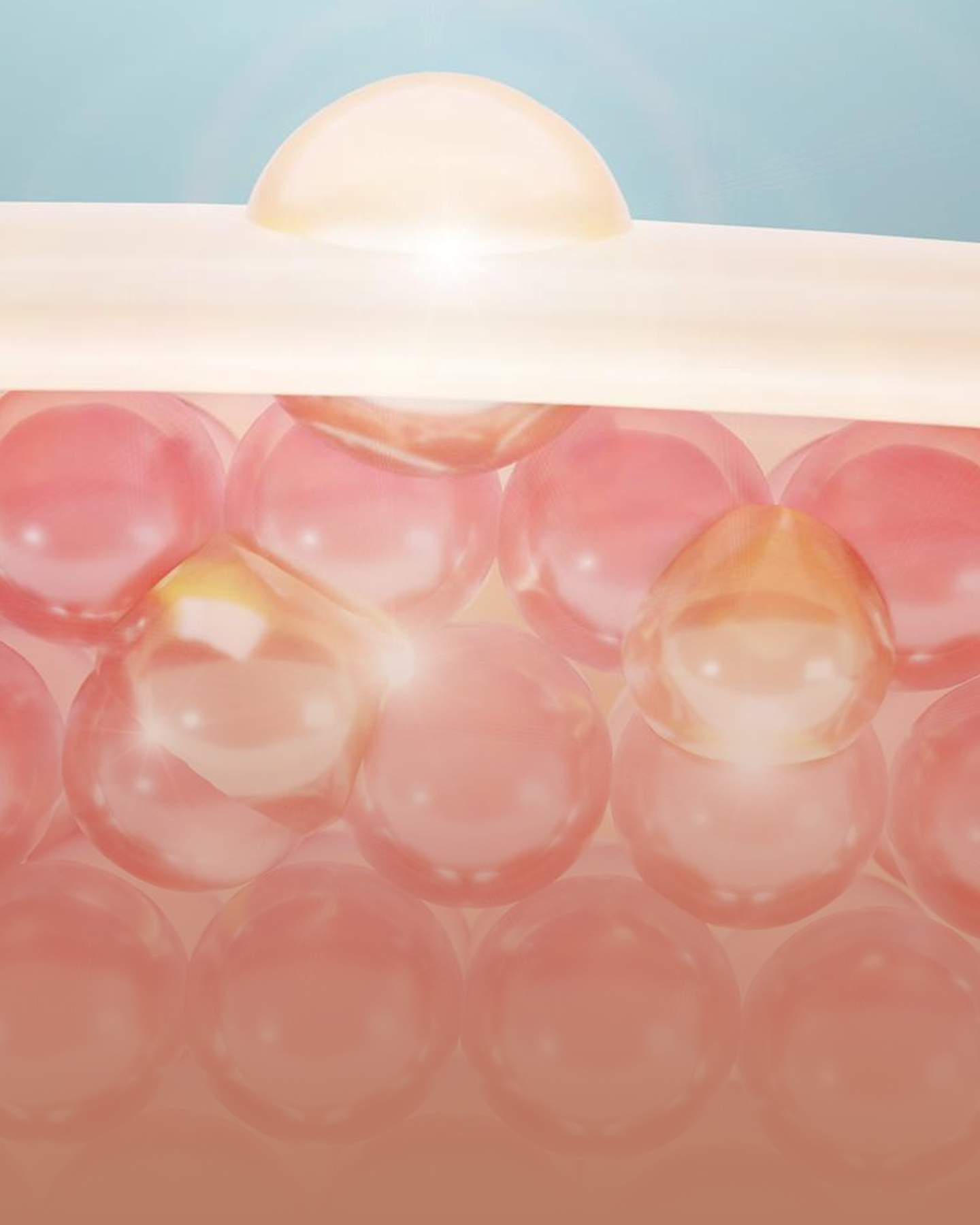 Illustration of a droplet absorbing from the surface into the dermis below